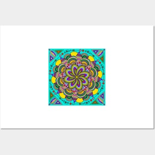 Colorful Mandala Flower Posters and Art